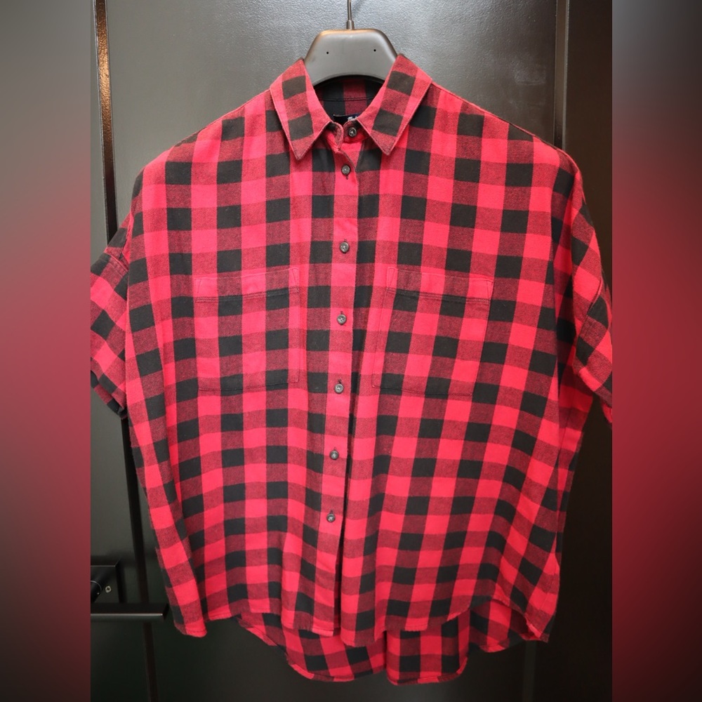 Madewell, Flannel Button Down short sleeve shirt, Women's size Small, Like New